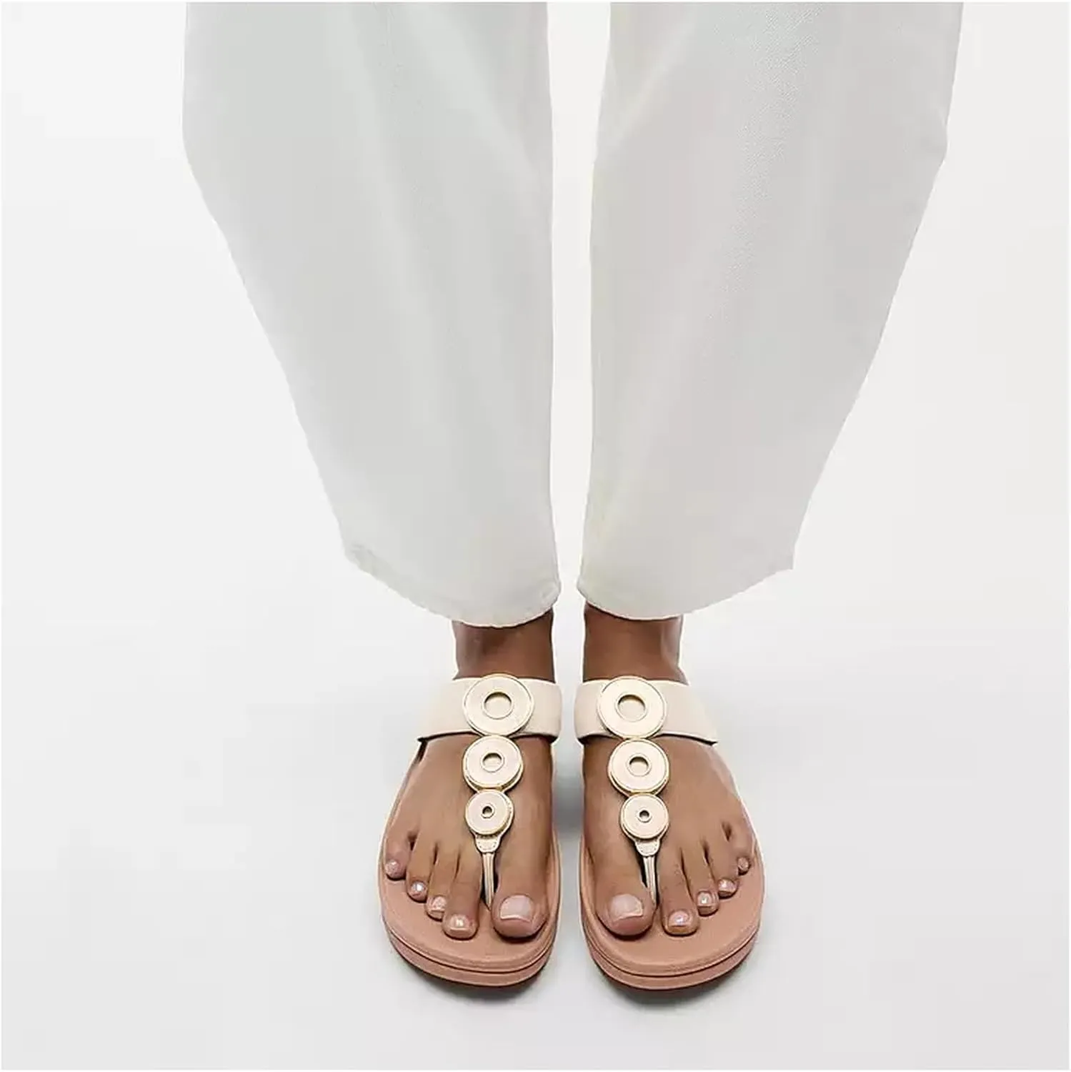 FitFlop Women's Fino Resin-Hoop Leather Toe-Post Sandals Wedge