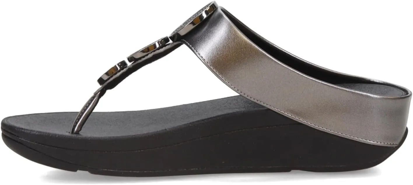 FitFlop Women's Halo Bead-Circle Metallic Toe-Post Sandals Wedge