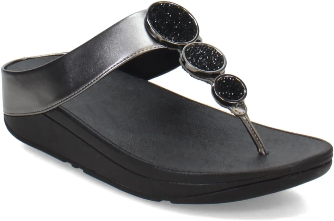 FitFlop Women's Halo Bead-Circle Metallic Toe-Post Sandals Wedge