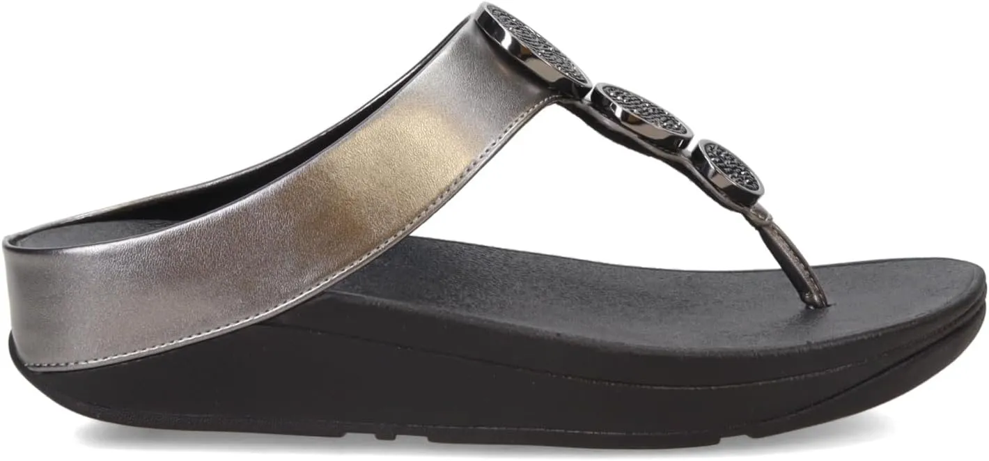 FitFlop Women's Halo Bead-Circle Metallic Toe-Post Sandals Wedge