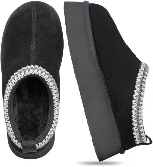 FITORY Womens Platform Slippers, Suede Ankle Boots with Fleece-lined for Indoor Outdoors Size 6-11