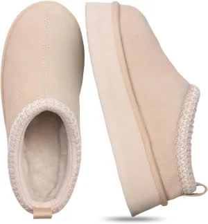 FITORY Womens Platform Slippers, Suede Ankle Boots with Fleece-lined for Indoor Outdoors Size 6-11