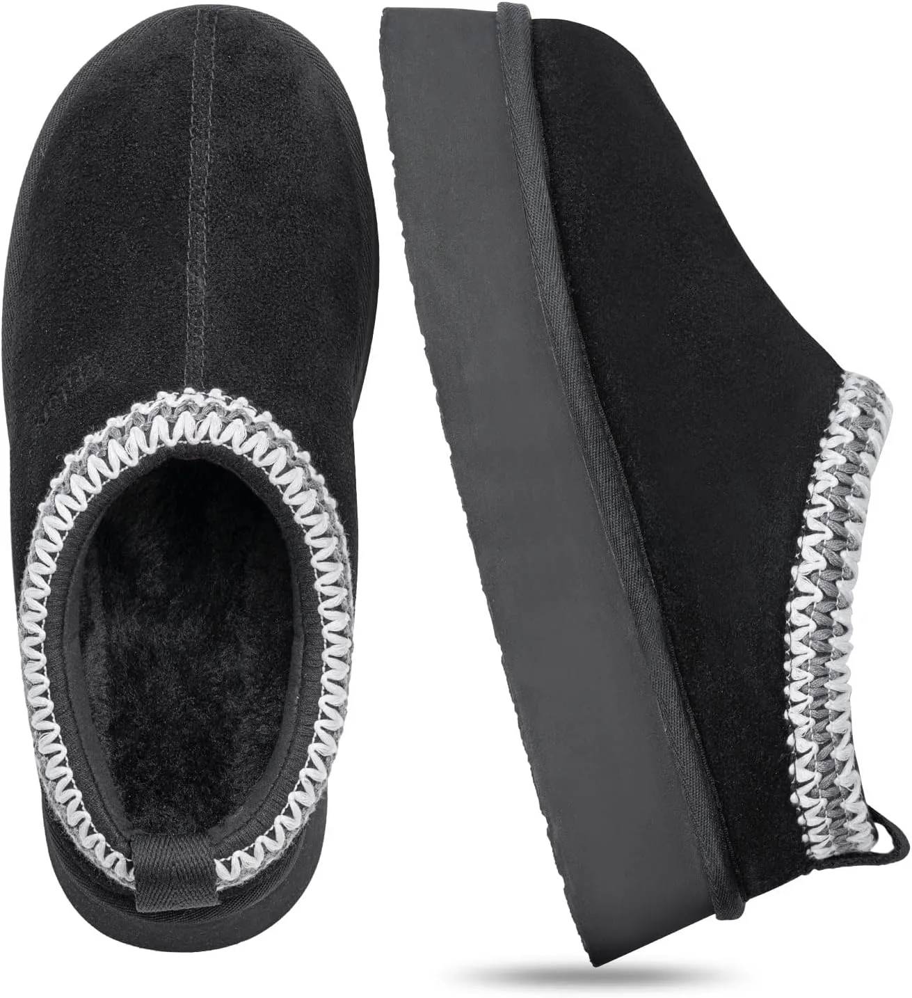 FITORY Womens Platform Slippers, Suede Ankle Boots with Fleece-lined for Indoor Outdoors Size 6-11