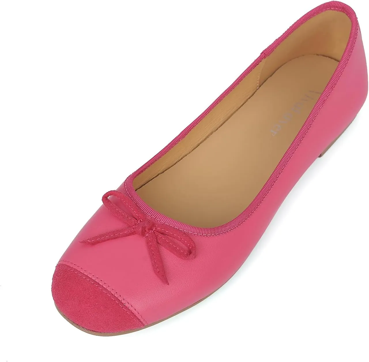 Flats for Women Lambskin Leather Ballet Flats Square Toe Two Tone Bowknot Flats Comfortable Work Dress Shoes