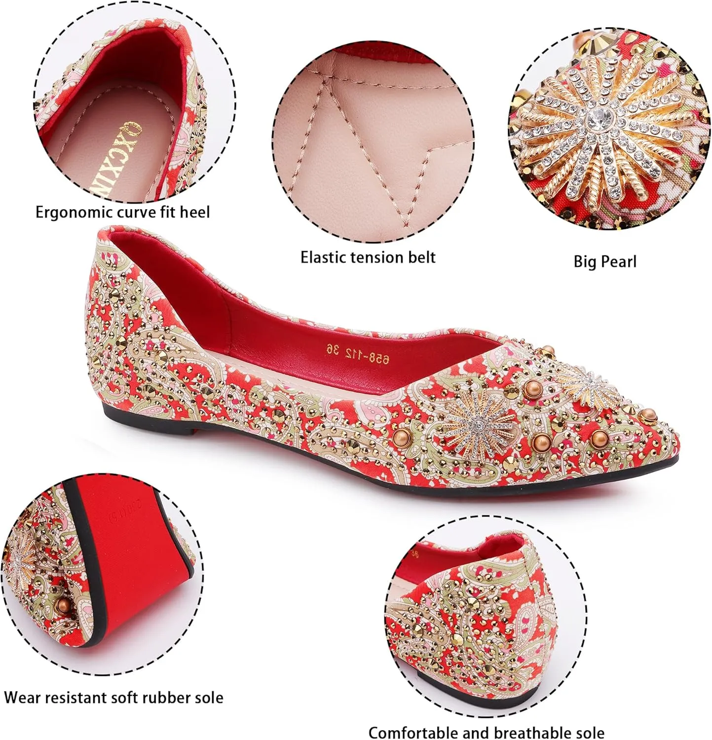 Flats for Women Pointed Toe Fashion Wedding Shoes Work Casual Slip-On Dress Shoes Women Comfortable Dressy Flat