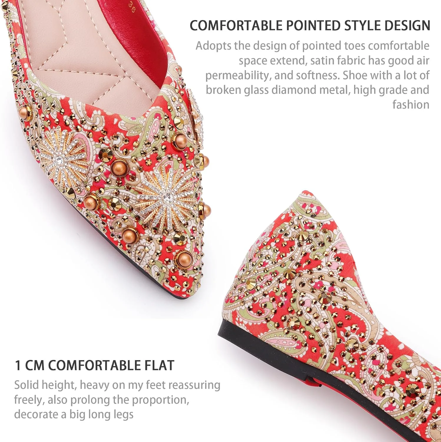 Flats for Women Pointed Toe Fashion Wedding Shoes Work Casual Slip-On Dress Shoes Women Comfortable Dressy Flat