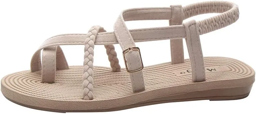 Flip Flops toe Loop Sandals Women Dressy Summer One toe Strappy Ladies Flat Sandals Flats Sandals Women Beach Falt