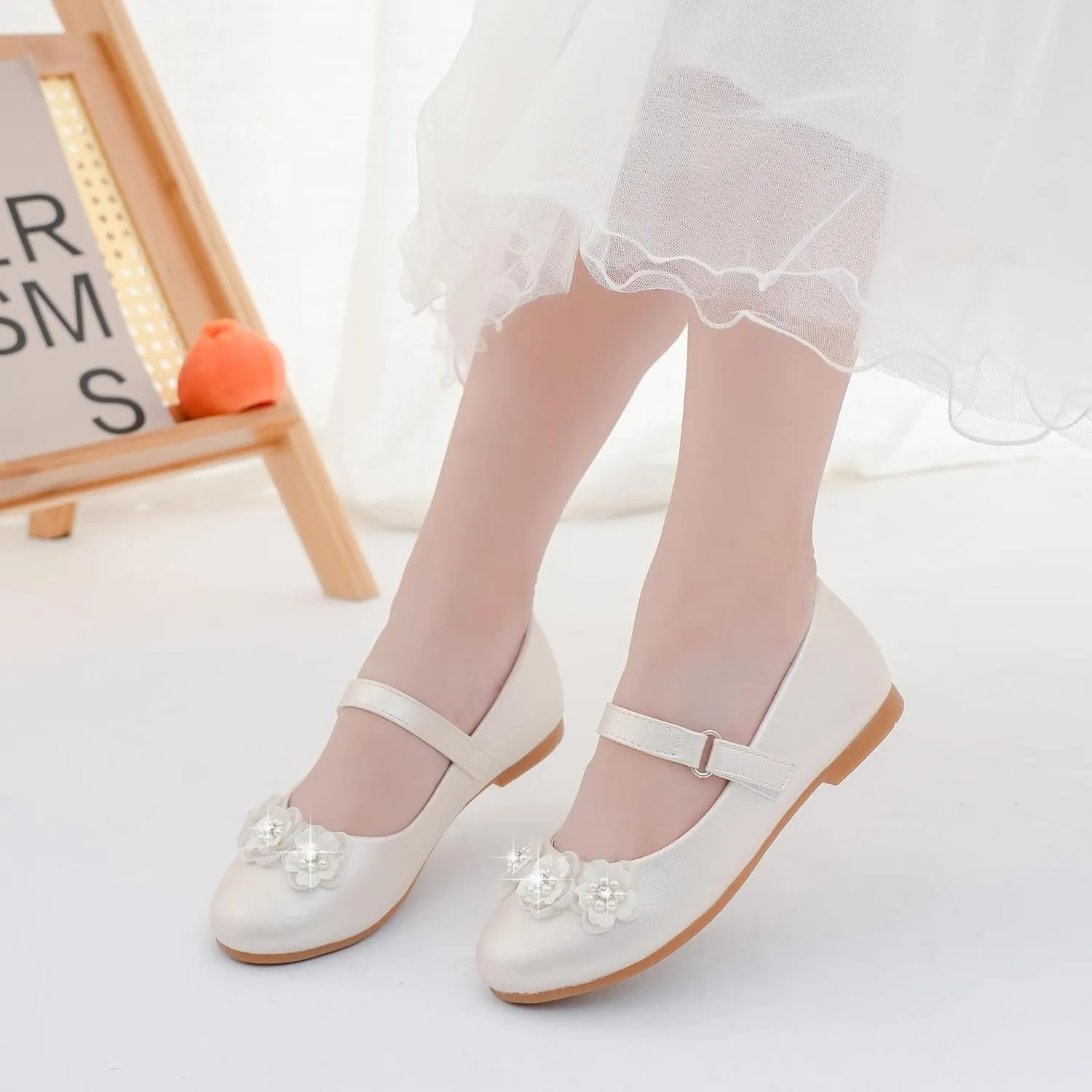 Flower Girl Shoes Dress Shoes Toddler Girls Flats Low Heel Princess Wedding Shoes for Little Big Kids
