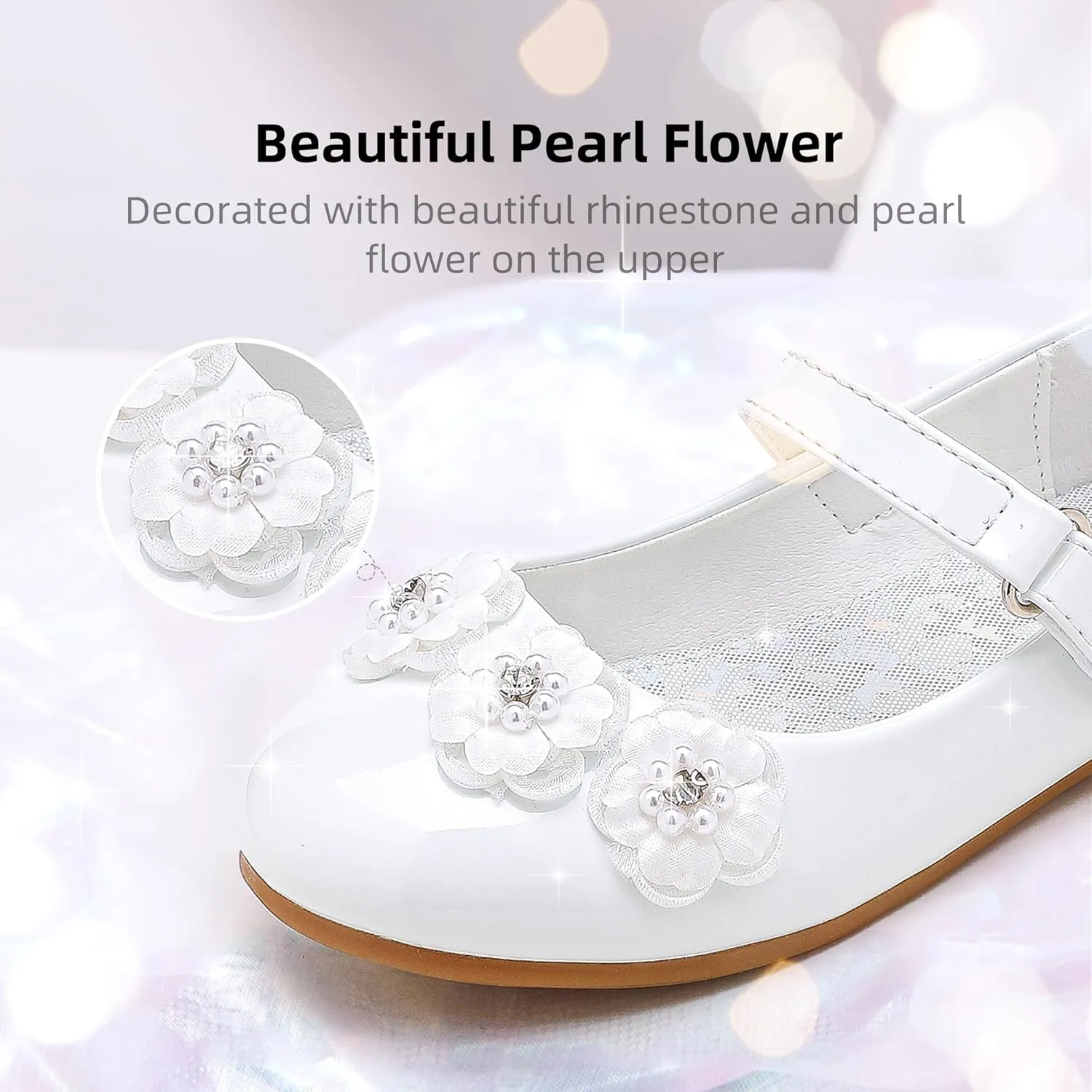 Flower Girl Shoes Dress Shoes Toddler Girls Flats Low Heel Princess Wedding Shoes for Little Big Kids