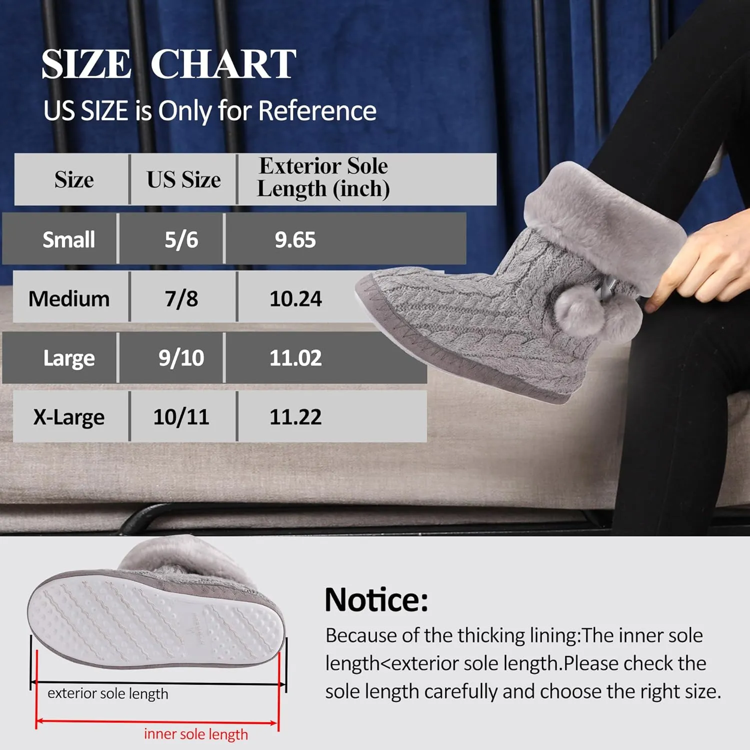 Forfoot Slipper Boots for Women, Cozy Fleece Non Slip Indoor House Shoes