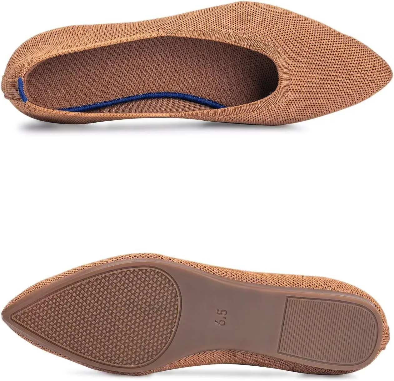 Frank Mully Womens Pointed Toe Flats Knit Dress Shoes Comfort Women Shoes Slip On Shoes for Woman Classic Softable Shoes Low Wedge