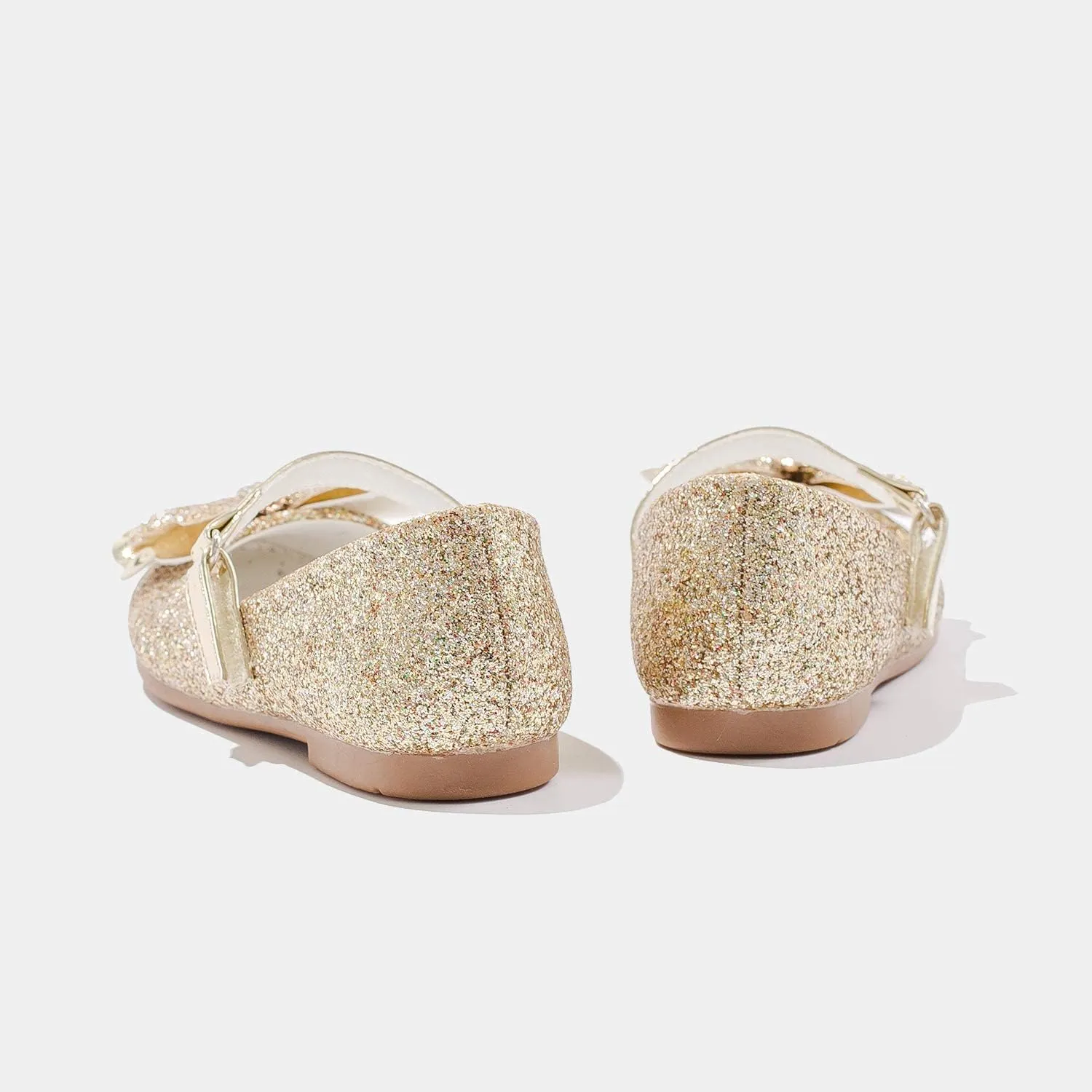 Furdeour Girls Dress Shoes Mary Jane Flower Wedding Party Bridesmaids Shoes Glitter Princess Ballet Flats for Kid Toddler