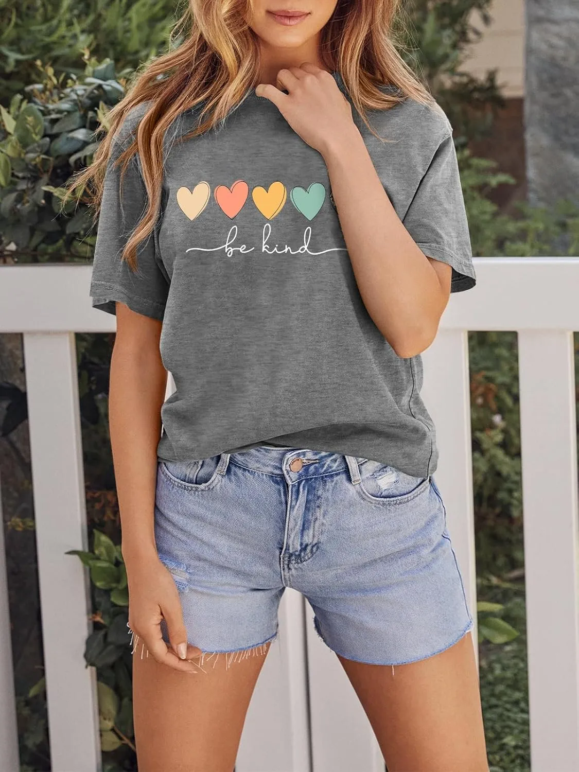 GEMLON Graphic T-Shirts for Women Loose Print Short Sleeve Tops Summer Casual Tees Shirt