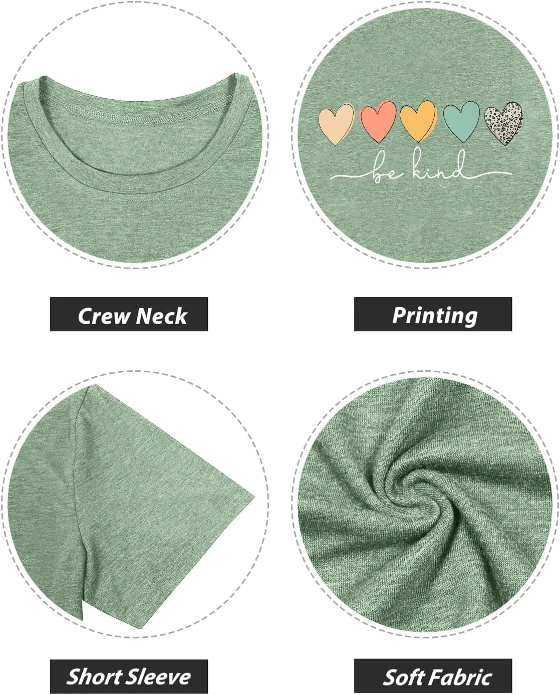 GEMLON Graphic T-Shirts for Women Loose Print Short Sleeve Tops Summer Casual Tees Shirt