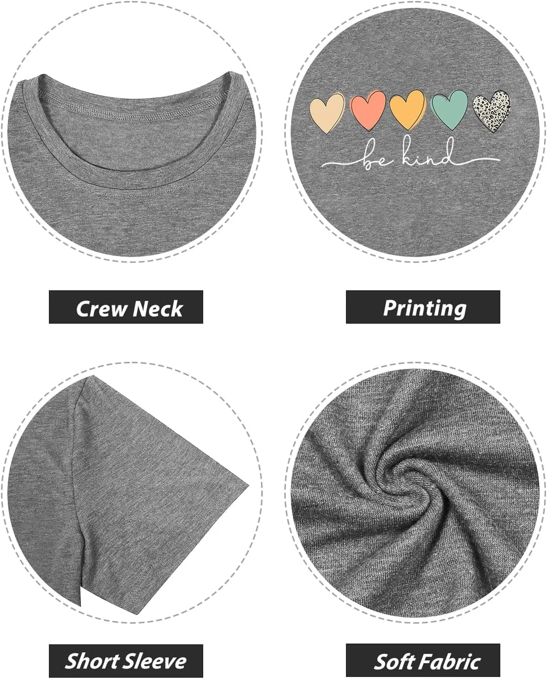 GEMLON Graphic T-Shirts for Women Loose Print Short Sleeve Tops Summer Casual Tees Shirt