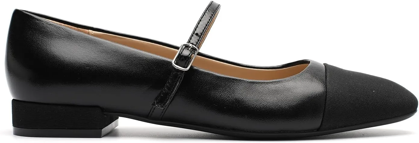 Genuine Leather Mary Jane Shoes Women Comfortable Casual Dressy Flats with Memory Latex Insole Adjustable Straps Comfort Mary Janes Flats