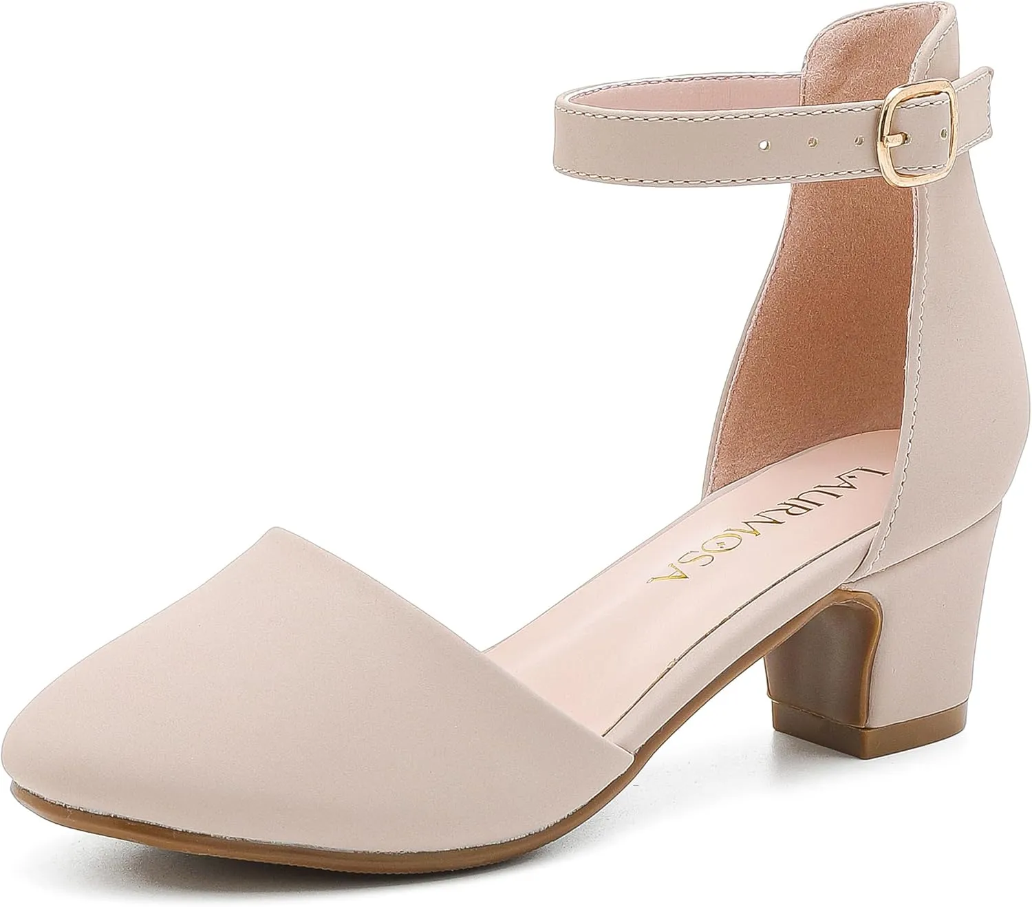 Girls Dress Shoes Closed Toe Chunky High Heels Ankle Strap Wedding Party Pump Shoes