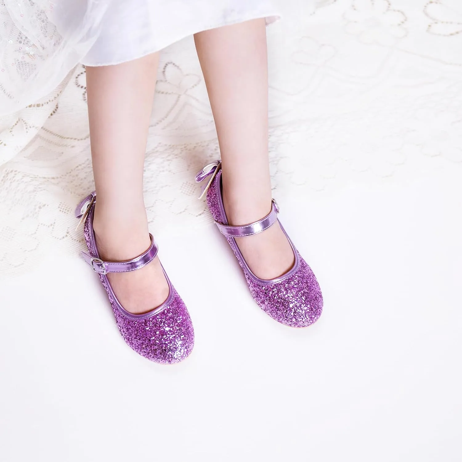 Girls Dress Shoes Low Heel Princess Shoes Wedding Party Mary Jane Flats for Toddler/Little Kids