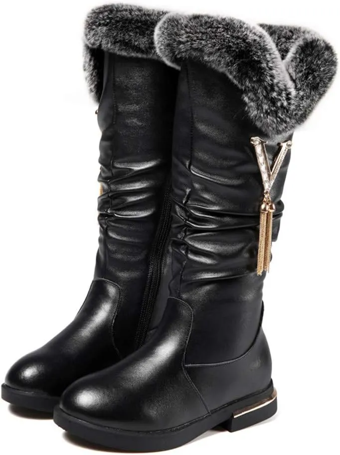 Girls Knee High Boots Genuine Leather Snow Boots Girls Winter Boots Kids