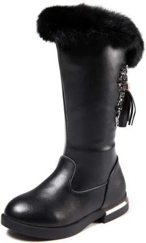 Girls Knee High Boots Genuine Leather Snow Boots Girls Winter Boots Kids
