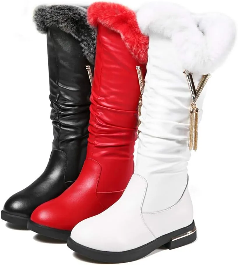 Girls Knee High Boots Genuine Leather Snow Boots Girls Winter Boots Kids