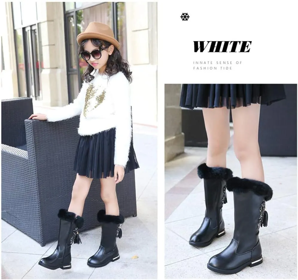 Girls Knee High Boots Genuine Leather Snow Boots Girls Winter Boots Kids