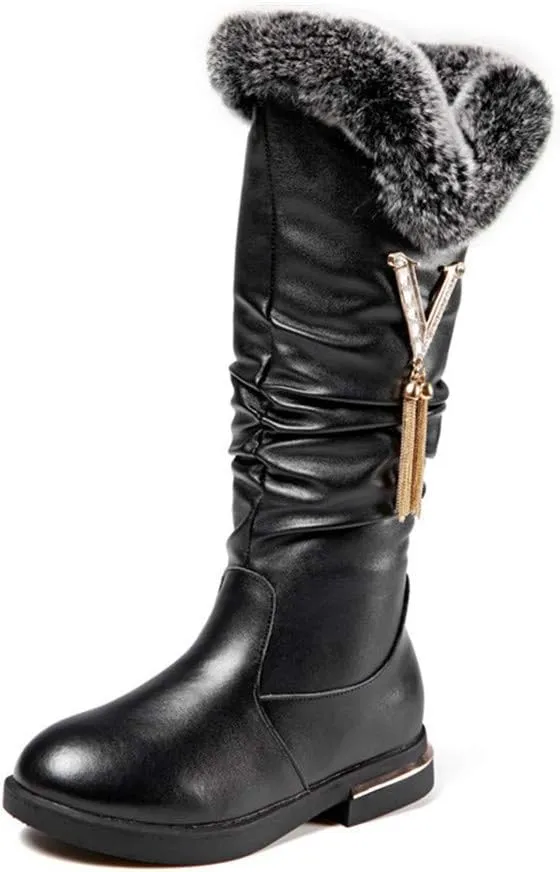 Girls Knee High Boots Genuine Leather Snow Boots Girls Winter Boots Kids