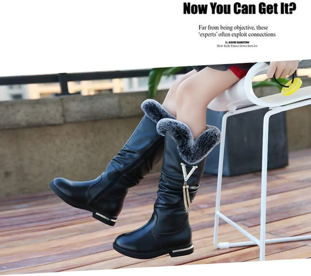 Girls Knee High Boots Genuine Leather Snow Boots Girls Winter Boots Kids