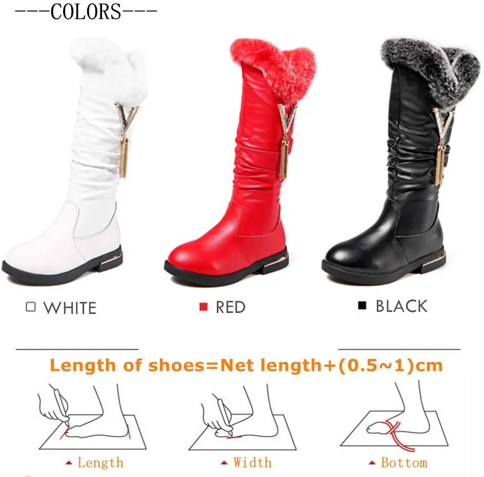 Girls Knee High Boots Genuine Leather Snow Boots Girls Winter Boots Kids