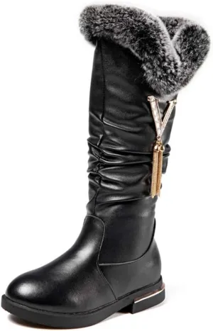 Girls Knee High Boots Genuine Leather Snow Boots Girls Winter Boots Kids