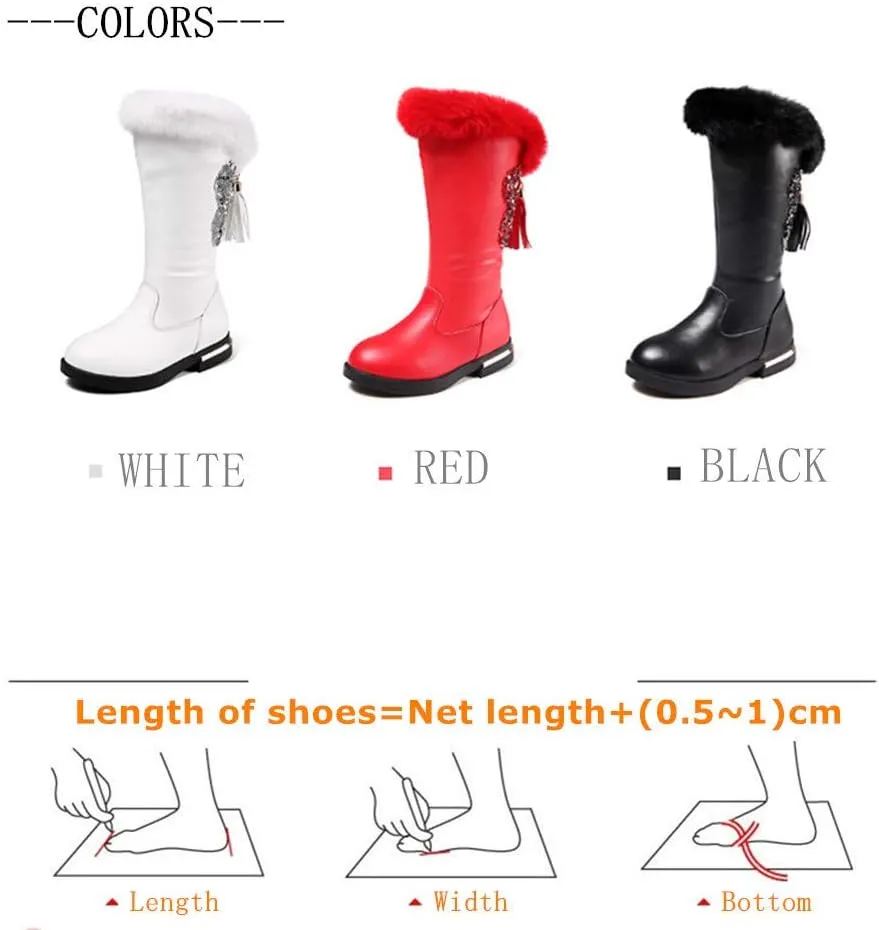 Girls Knee High Boots Genuine Leather Snow Boots Girls Winter Boots Kids