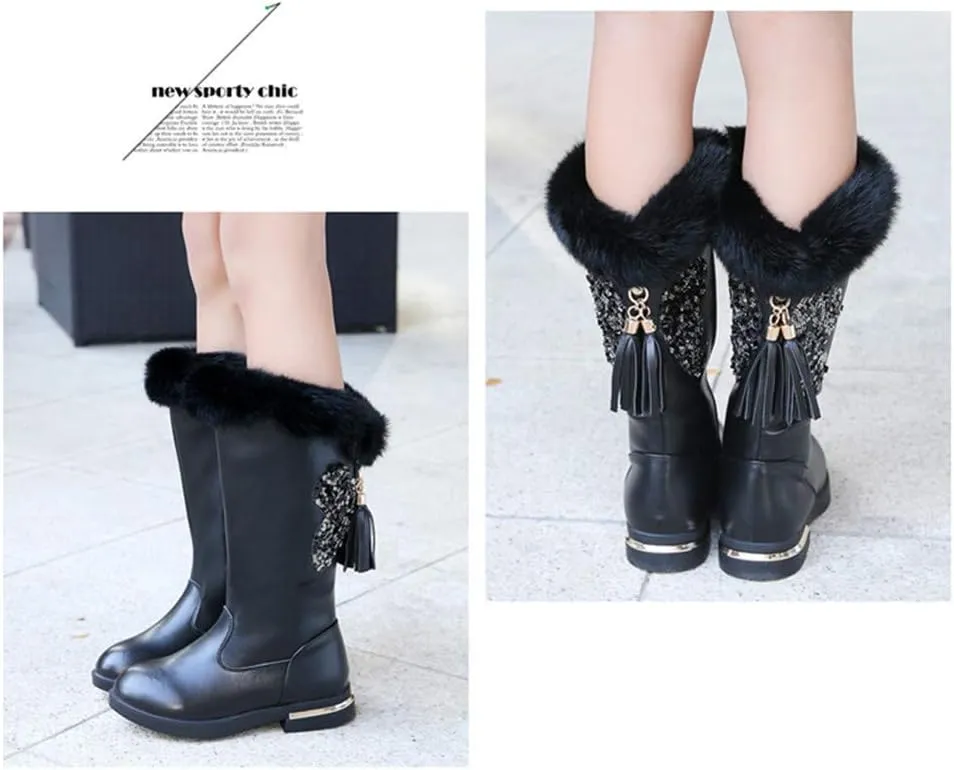 Girls Knee High Boots Genuine Leather Snow Boots Girls Winter Boots Kids