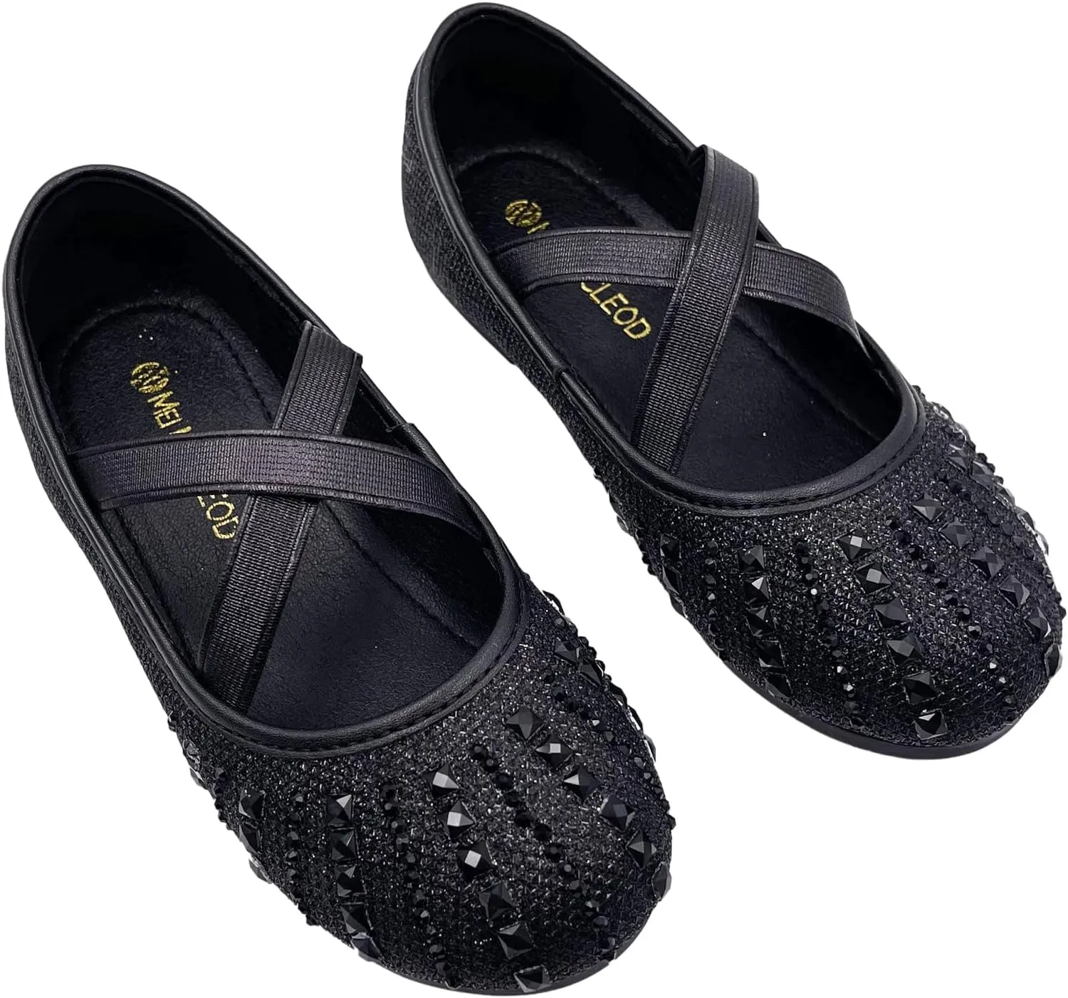 Girls Mary Jane Dress Shoes Rhinestone Dress Shoes Slip On Girl Ballet Flats for Wedding Party, Christmas（Little Kid/Big Kid）