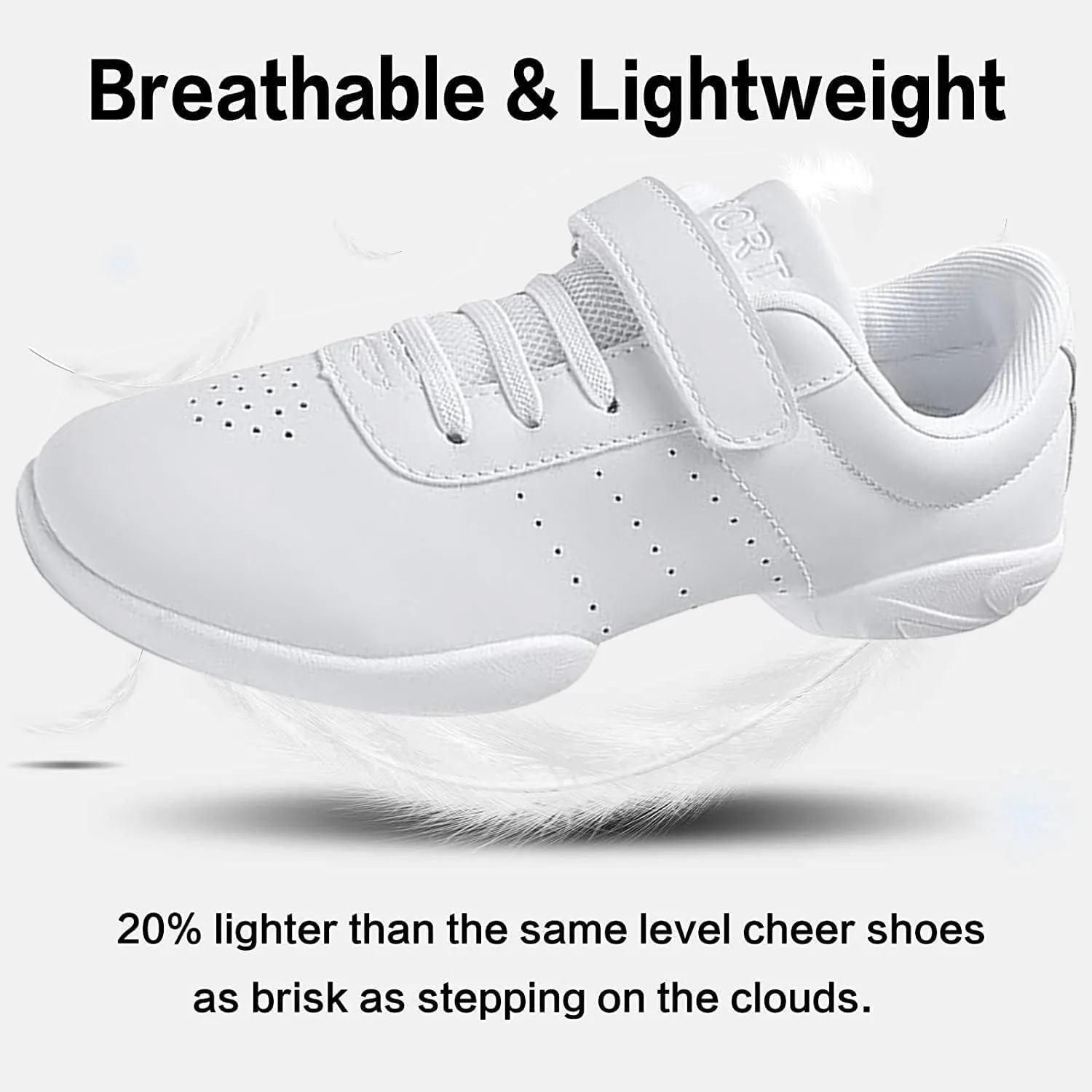 Girls White Cheerleading Dance Shoes Youth Athletic Training Tennis Walking Competition White Sneakers Girls