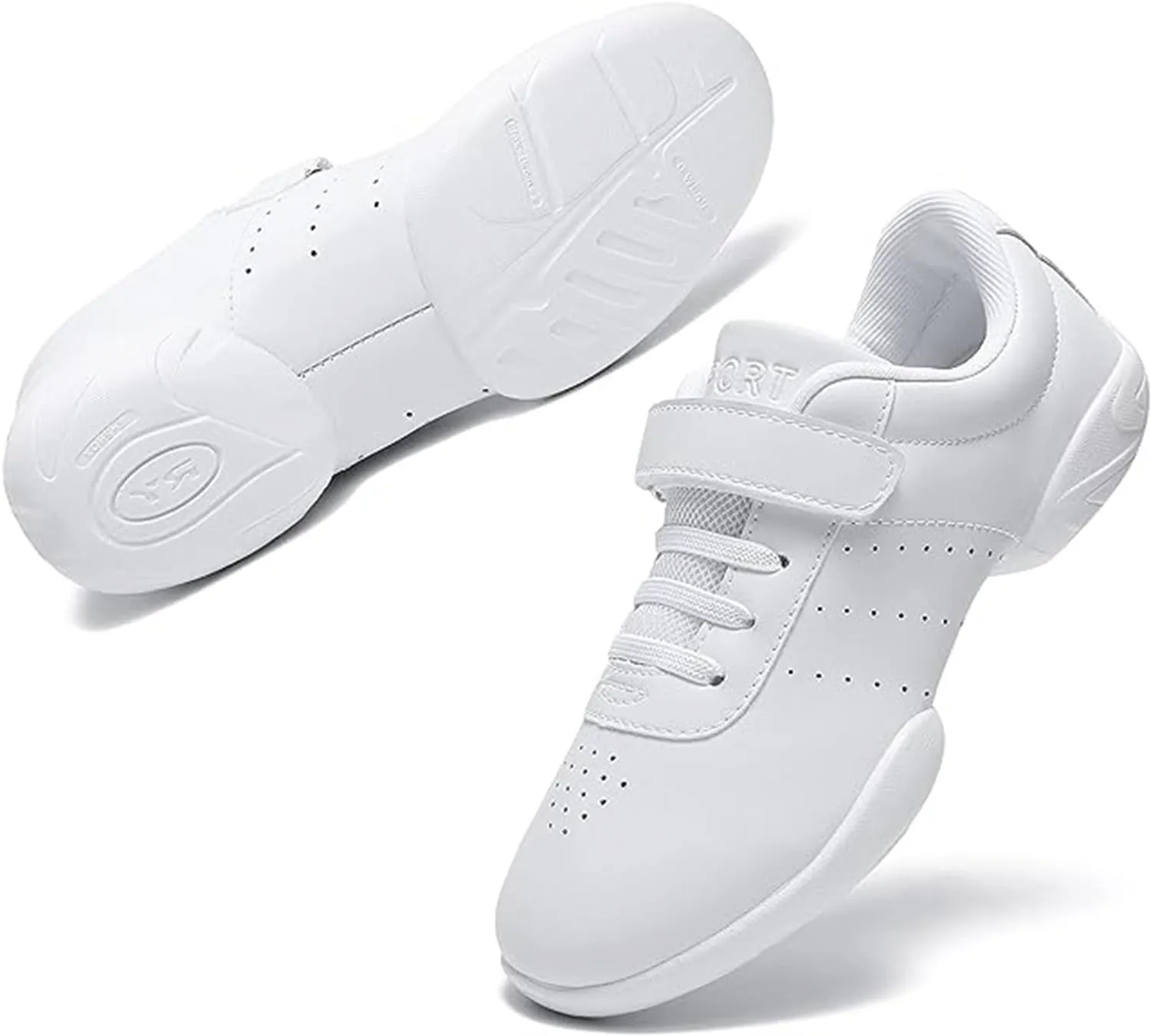 Girls White Cheerleading Dance Shoes Youth Athletic Training Tennis Walking Competition White Sneakers Girls