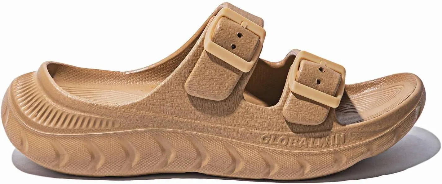 GLOBALWIN Recovery Slides For Women Mia Comfortable Sandals With Arch Support Indoor Outdoor Cloud Slippers Reduce Stress on Feet Lightweight