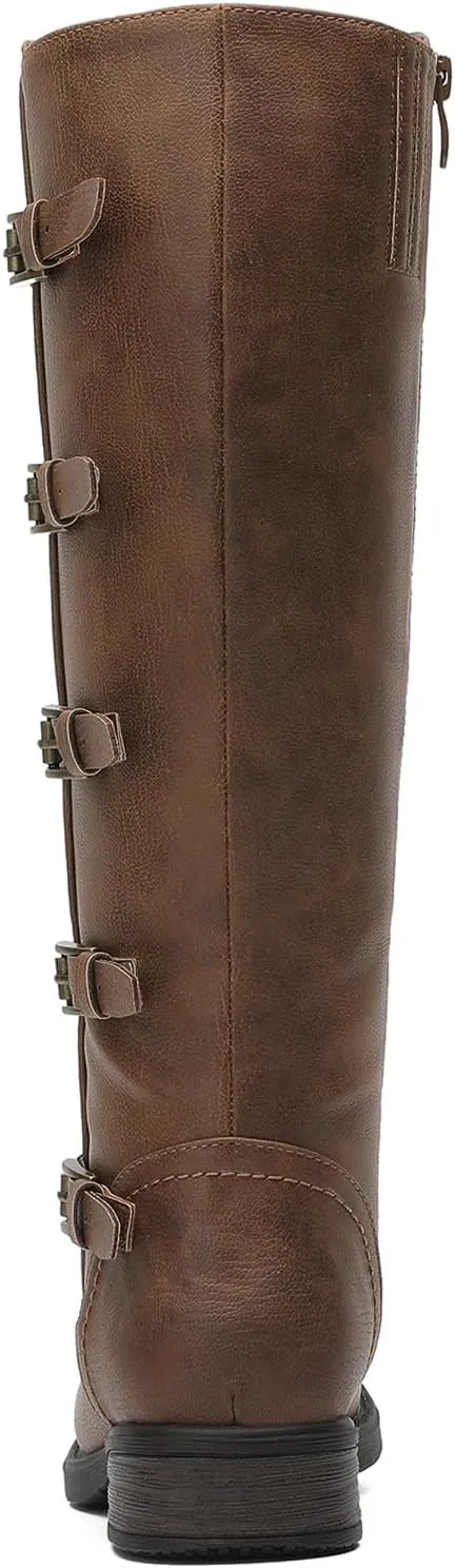 GLOBALWIN Women's Knee High Boots Horseback Riding Tall Boots For Women With Low Heel Comforable For Walking