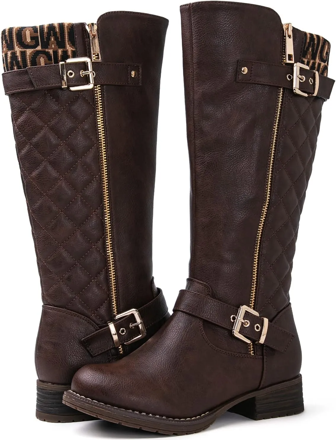 GLOBALWIN Women's Quilted Knee-High Fashion Dressy Riding Boots