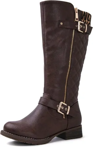 GLOBALWIN Women's Quilted Knee-High Fashion Dressy Riding Boots