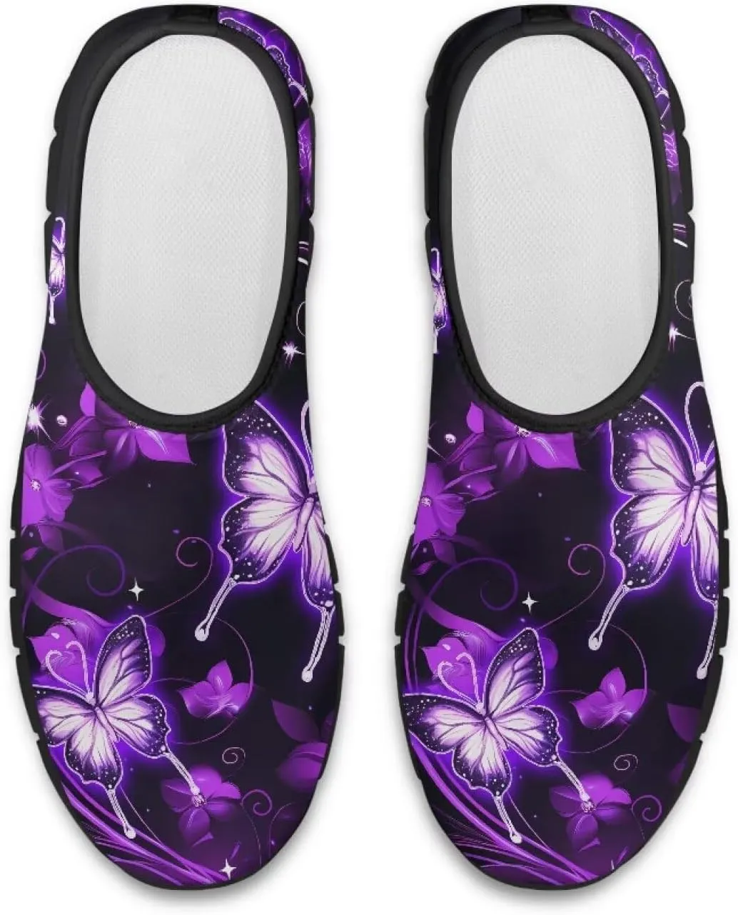 GOSTONG Floral Art Sneakers for Women Comfy Soft Sole Non Slip Walking Sneakers for Outdoor Travel Easy Slip on Lightweight Indoor Loafers Black US 5.5-11.5