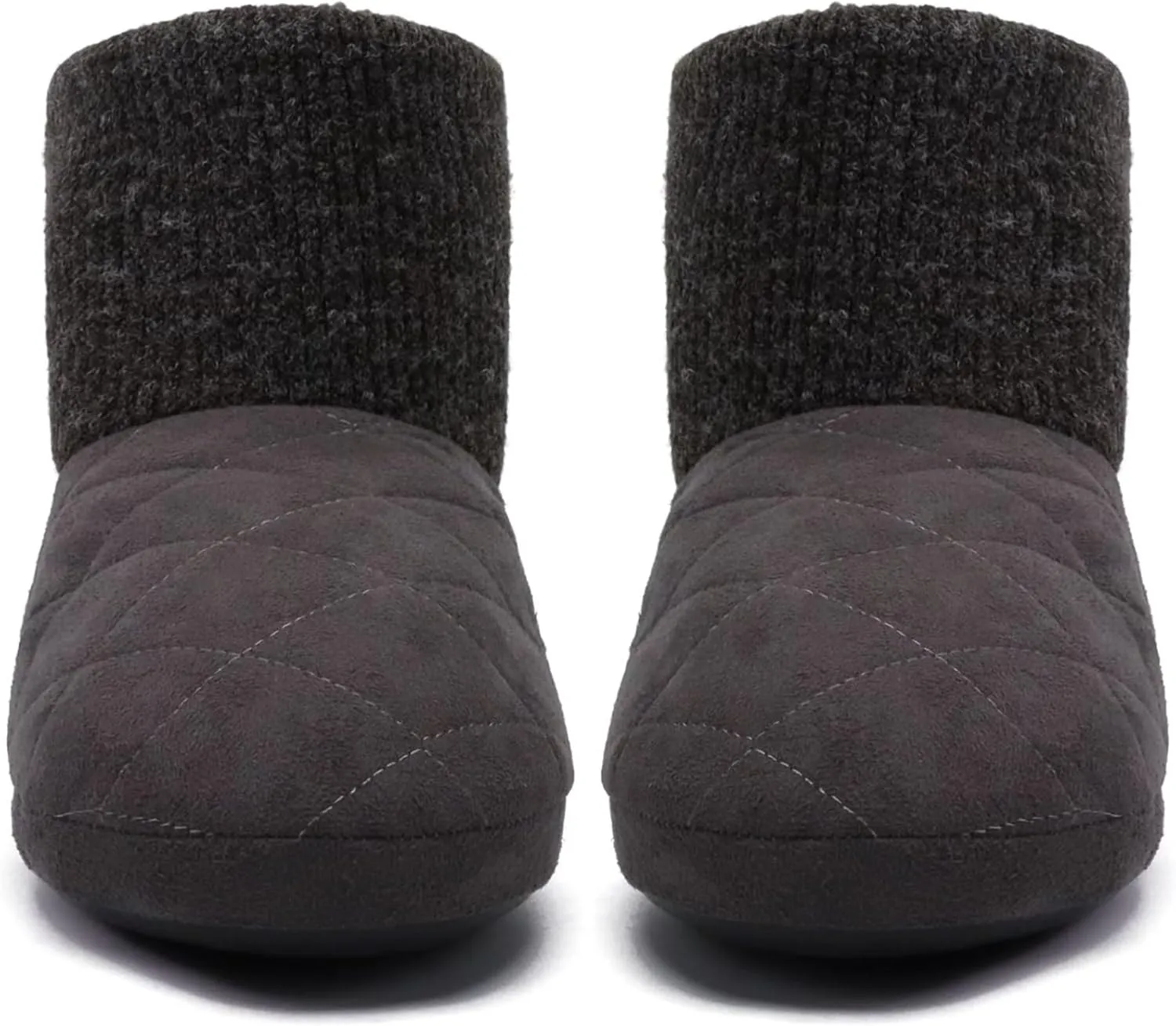 GPOS Knit Rock Wool Warm Men Indoor Pull on Cozy Memory Foam Slipper Boots Soft Rubber Sole