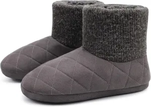 GPOS Knit Rock Wool Warm Men Indoor Pull on Cozy Memory Foam Slipper Boots Soft Rubber Sole