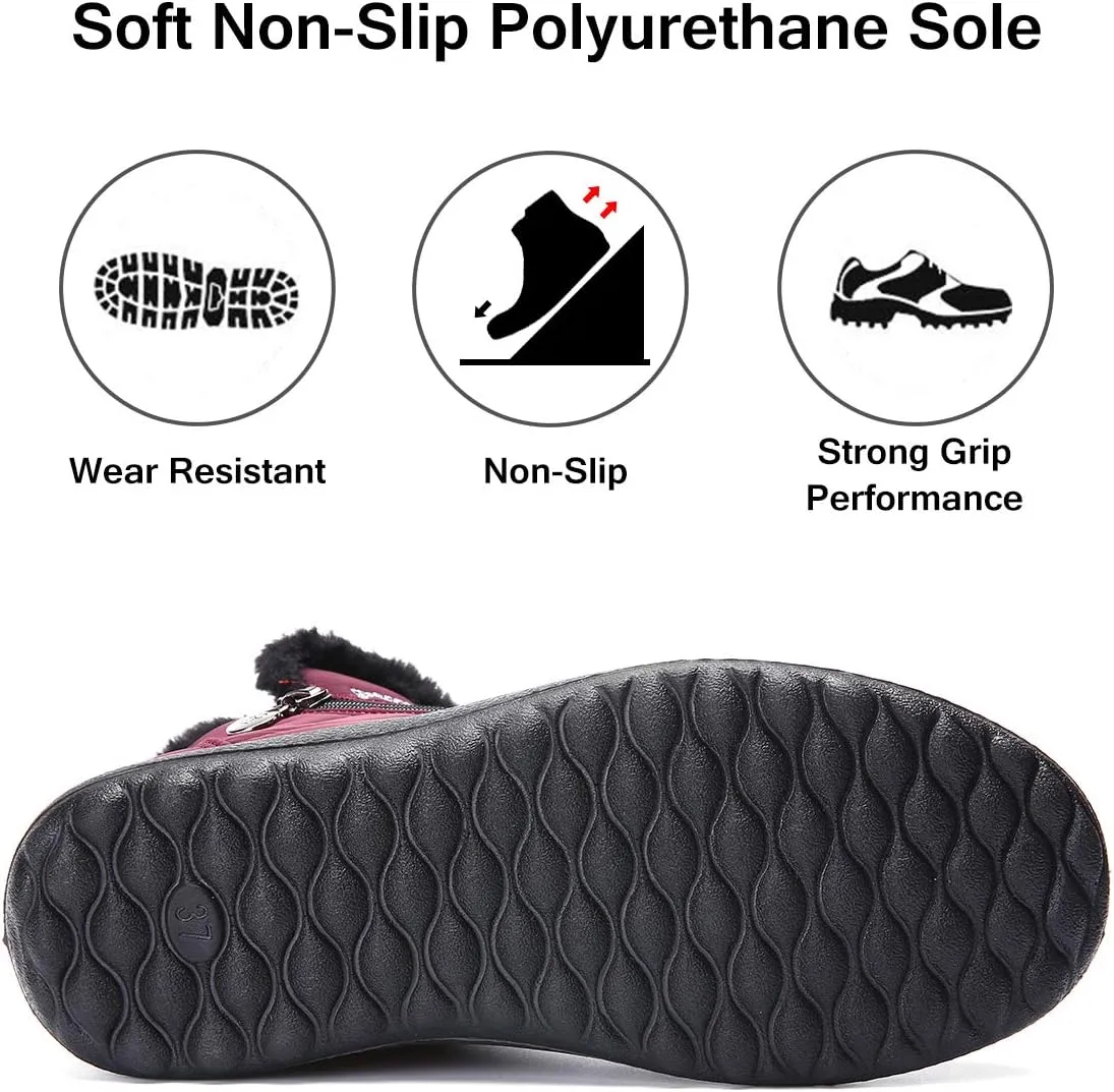 gracosy Warm Snow Boots Outdoor for Women, Winter Warm Boots Women Anti-Slip Winter Bootie Fur Lined Warm Ankle Boots Waterproof Slip on Outdoor Shoes