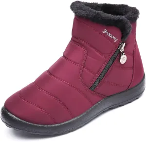 gracosy Warm Snow Boots Outdoor for Women, Winter Warm Boots Women Anti-Slip Winter Bootie Fur Lined Warm Ankle Boots Waterproof Slip on Outdoor Shoes