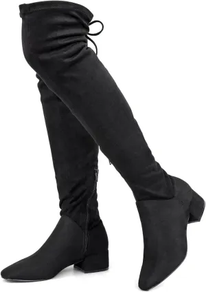 Greatonu Women's Over Knee High Boots Warm Winter Long Boot with Side Zipper Back Lace Fashion Thigh High Boots