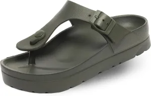 Happyo MUCHO MAHALO Maui Women's Platform Sandals, Adjustable Buckle Flat Sandals with Arch Support, EVA Foam Slides with Thick Soles Extra Cushion