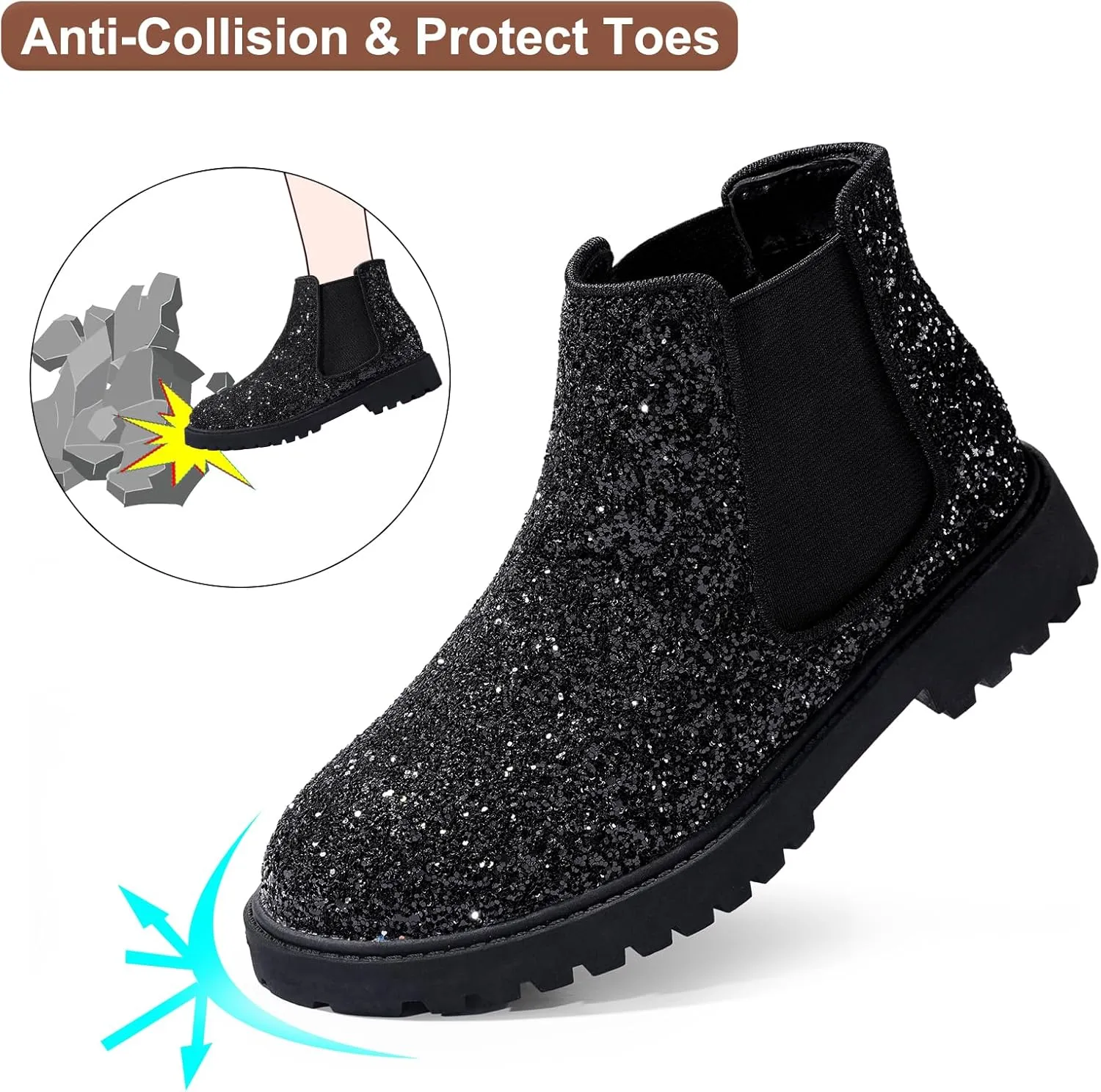 Harvest Land Girl Boots Kids Ankle Boots Warm Side Zipper Low Heel Short Booties Winter Anti-Slip Outdoor Shoes for Little Kids/Big Kids