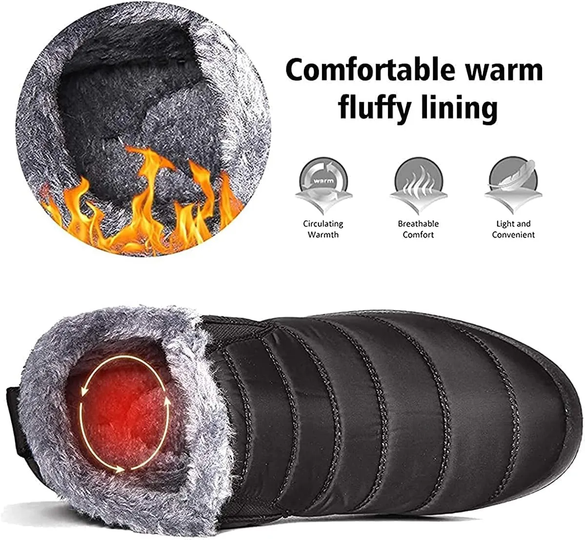HAVINA Womens Warm Snow Boots Outdoor Fur Lining Winter Shoes Anti-Slip Lightweight Ankle Bootie