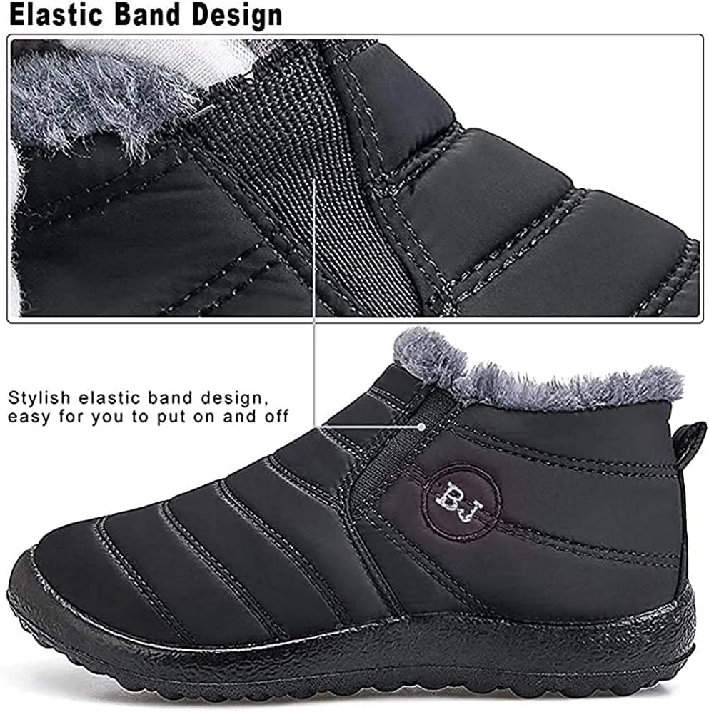 HAVINA Womens Warm Snow Boots Outdoor Fur Lining Winter Shoes Anti-Slip Lightweight Ankle Bootie
