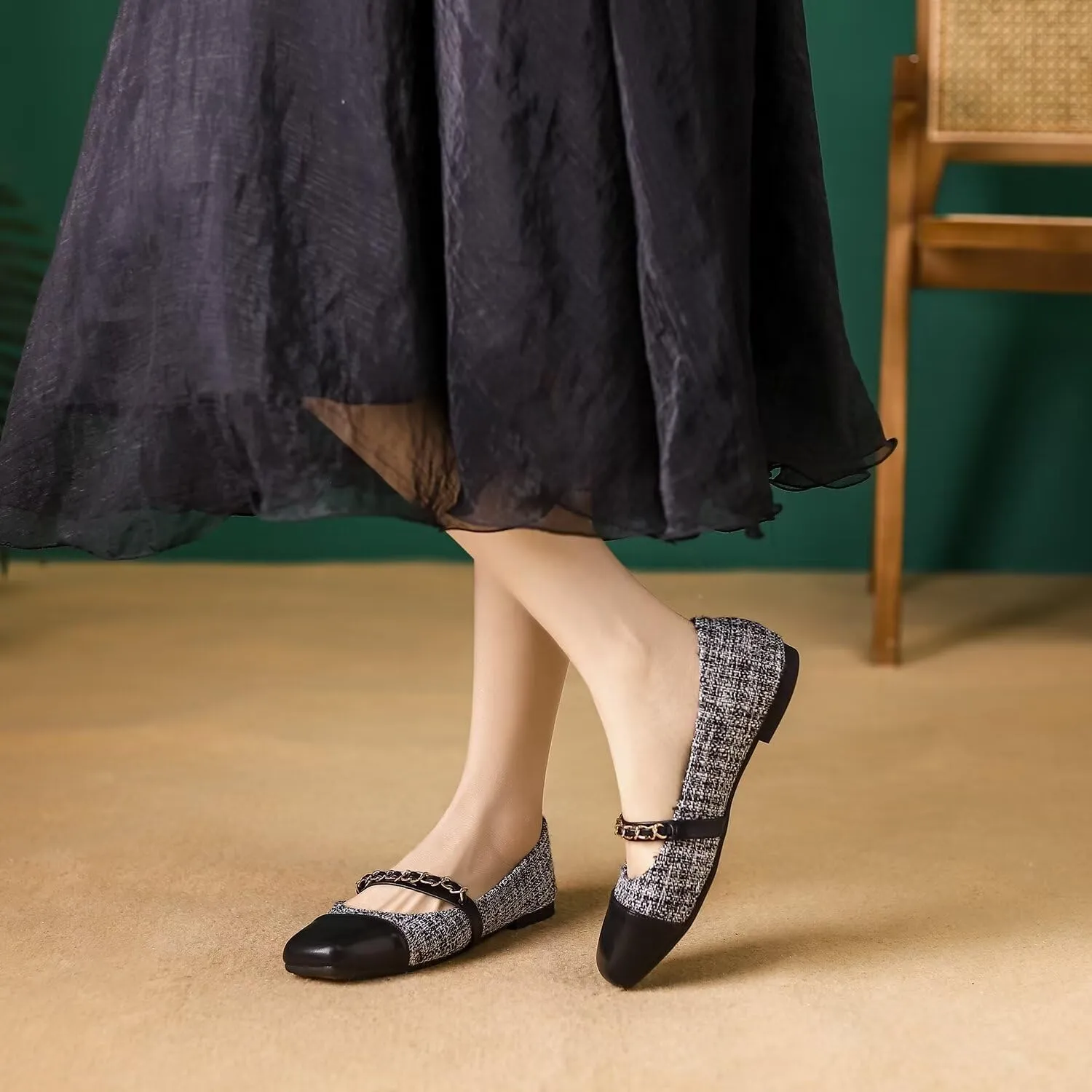 Hee grand Flats for Women, Mary Jane Shoes for Women, Women's Flats, Comfortable Flats Shoes Women, Womens Ballet Flats with Straps, Low Heel Dress Shoes,Womens Flats